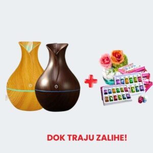 lED AROMA DIFUZER + POKLON 12 MIRISNIH ULJA