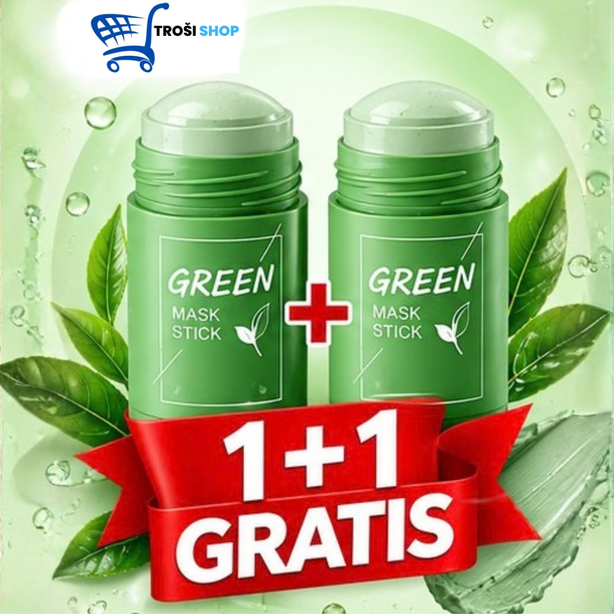 Green maska za lice od zelenog čaja 1+1 GRATIS